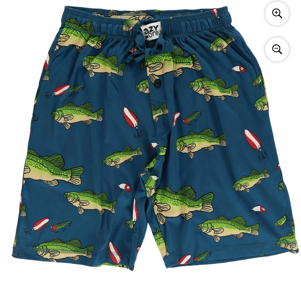 Lazy One Men's Fish Print Pajama Shorts - Teal - Picture 3 of 3